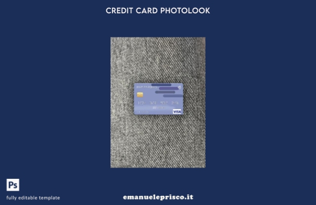 modello frontale photolook con carta Visa USA BNP Paribas Bank in stile verifica